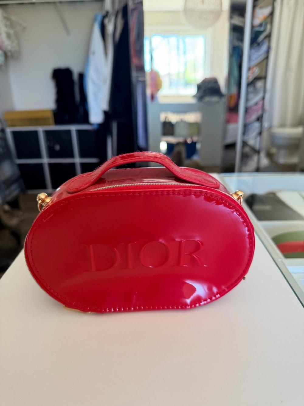 Dior Glossy Red Patent Mini Top-Handle Bag